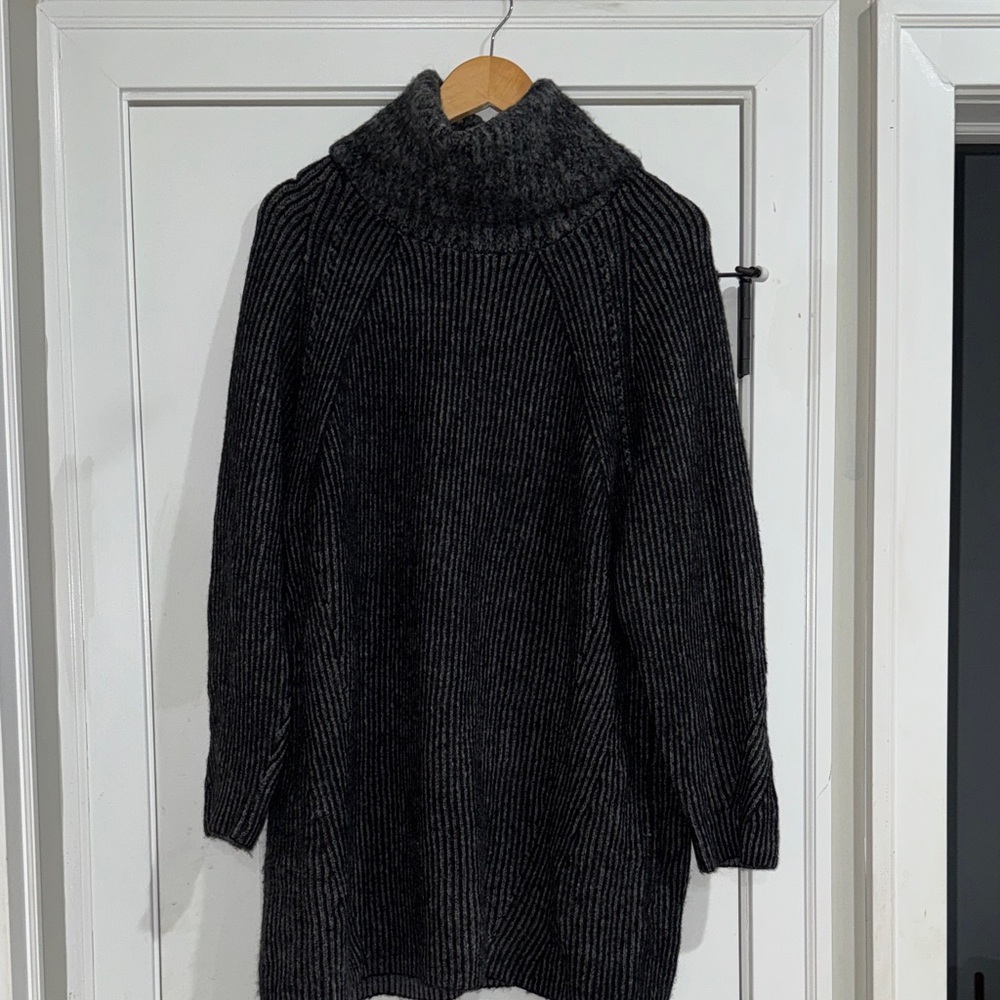 Topshop Charcoal Ribbed Turtleneck Sweater